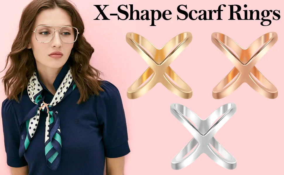 3pcs X-Shaped Scarf Clips Buckles for Women, Scarf Holder Pins for Shawls Silk Clothes (Golden/Silvery)