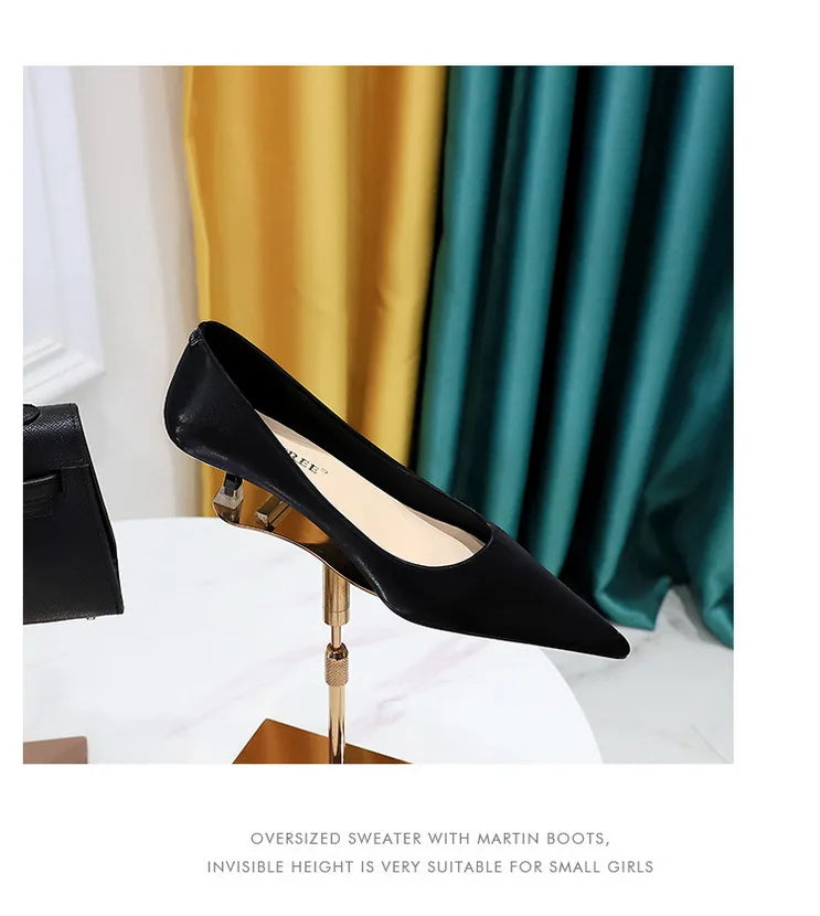 BIGTREE Shoes Women 4.5 Cm Heels Pointed Toe Woman Pumps Fashion Kitten Heels Large Size 34-43 Sexy Mid Heeled Female Shoes 2026
