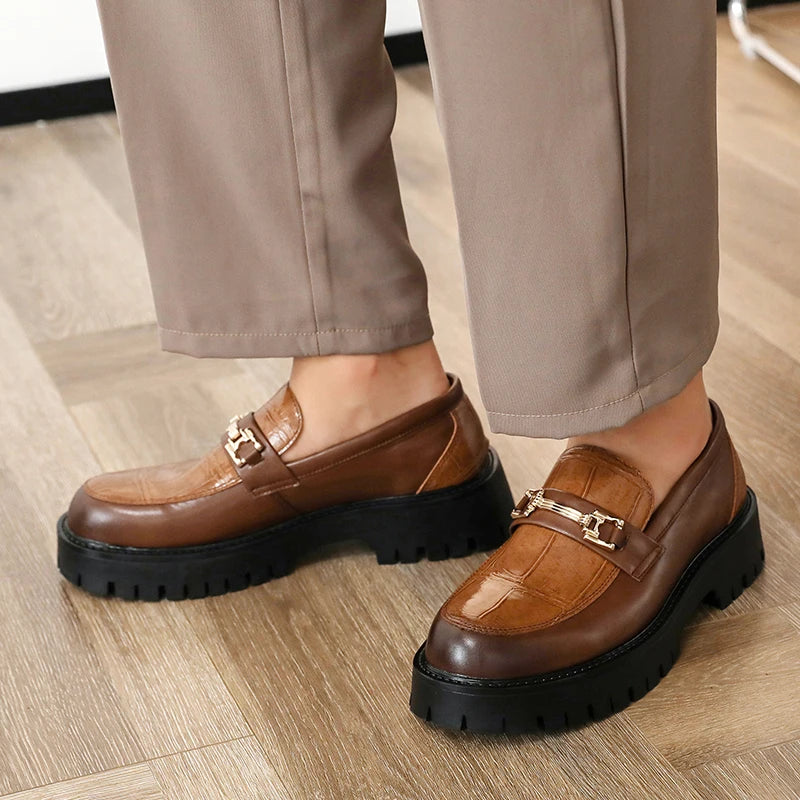 Business Men Thick-soled Loafers Black Brown Men One-foot Anti-slip Wear-resistant Business Social Shoes Brand Shoes Men 38-46