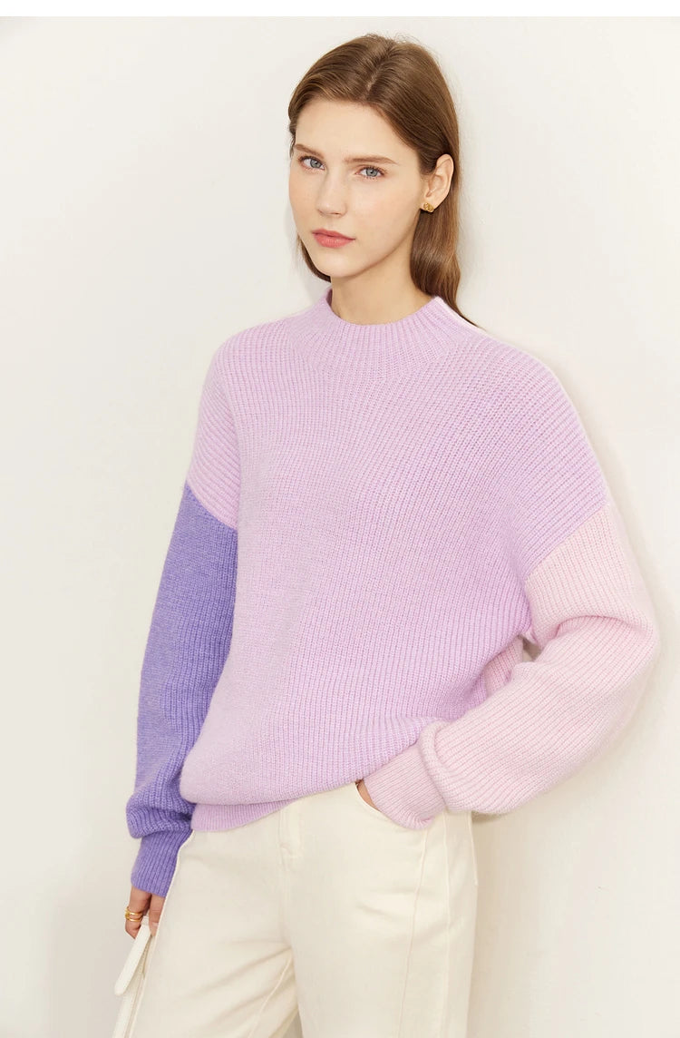 AMII Minimalism Sweaters Women 2024 Spring Street wear Spliced Knitted Top Drop Sleeve Loose Full Pullovers Sweaters 12344144
