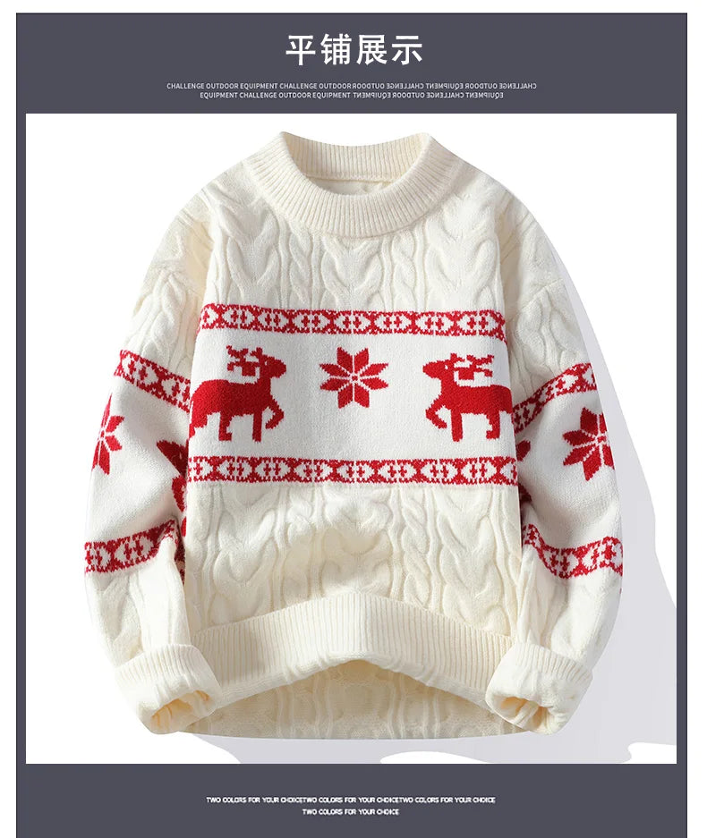 2024 Winter sweater new High End Luxury Cashmere Sweater Men Thick Warm Mens Sweaters With Deer Korean Harajuku Christmas Jumper
