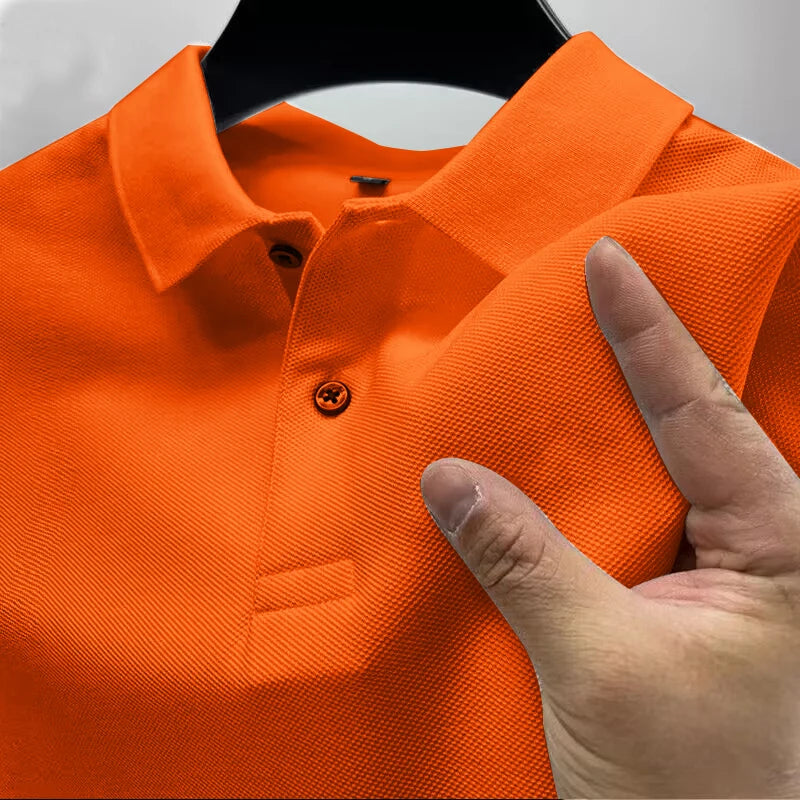 2026 Men's premium summer polo shirt, quick drying, breathable, casual, business fashion, sports, short sleeved, men's clothing