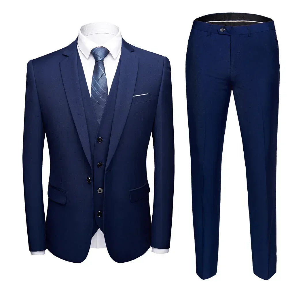 Elegant Suits For Men Wedding 3 Pieces 2 Set  Fashion Classic Full Jackets Vest Pants Blazers Outfit 2024 Formal Costume
