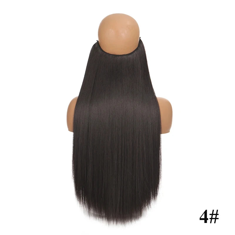 Fish line hair extension piece length (40cm 50cm 60cm) straight hair curly hair daily wear suitable for all women