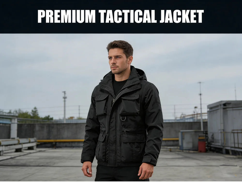 Autumn Men's Mountain SKi Jackets Casual Men Multi-pocket Windbreaker Hooded Coats Men Sports Climbing Jackets Clothing 5XL