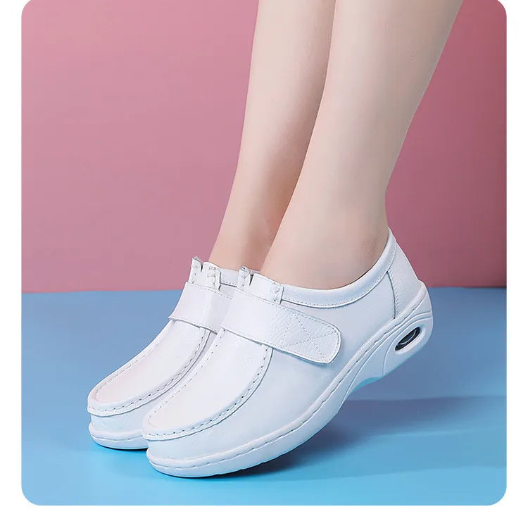STRONGSHEN Women Platform Wedges Casual White Shoes Soft Nurse Work Shoes Hollow Out Breathable Comfort Non-slip Nursing Shoes
