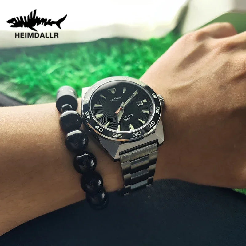 Heimdallr Monster Diver Watches NH35 Automatic Mechanical Frost Blue Dial Sapphire Crystal 200m Waterproof Luminous Men Watches