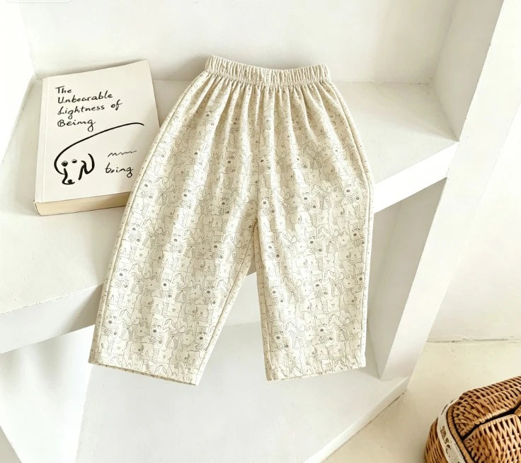 Fashion Kids Printed Pants Breathable Fabric Unisex Casual Bottoms For Playtime Baby Popular Thin Trousers Infant Summer Pants