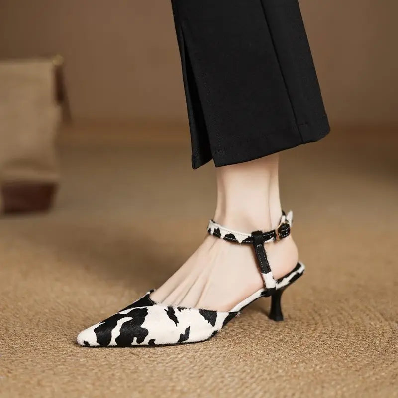 MORAZORA Plus Size 34-43 New Horsehair Women Sandals Stiletto High Heels Pointed Toe Buckle Strap Summer Shoes Ladies Party Shoe