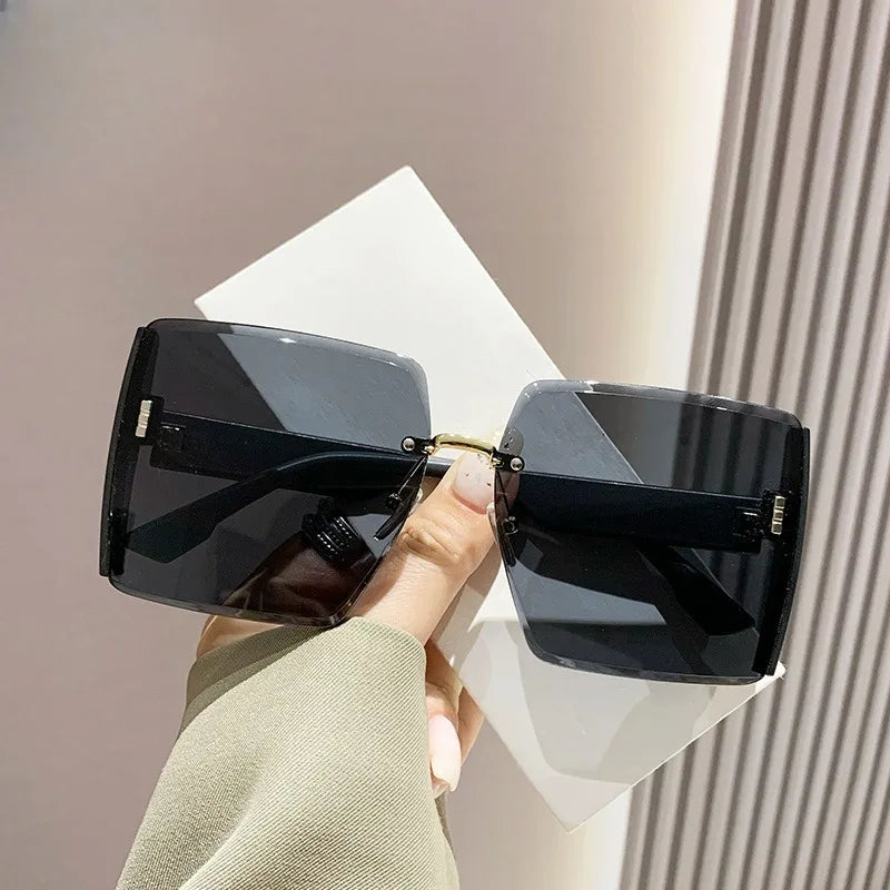 Korean Style Classic Black Big Square Shades Sunglasses for Women Men Fashion Women Sunglasses with Uv Protection BAZAARHUBO