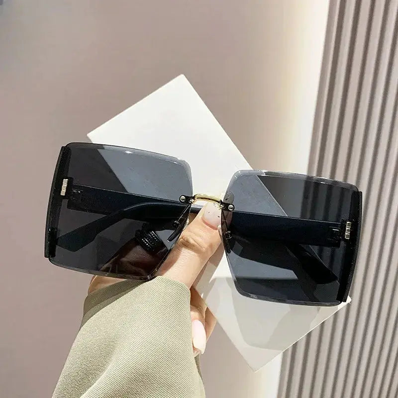 Korean Style Classic Black Big Square Shades Sunglasses for Women Men Fashion Women Sunglasses with Uv Protection BAZAARHUBO