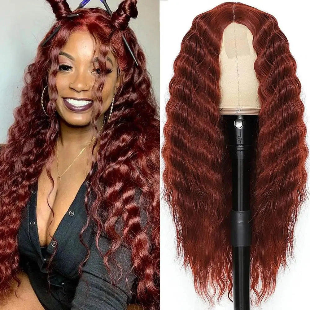 2024 Water Wave Long Curly Wig Jungle Wave Middle Split Glossy Hair Hair Extensions Human Wig African Brazilian Black Women Wig