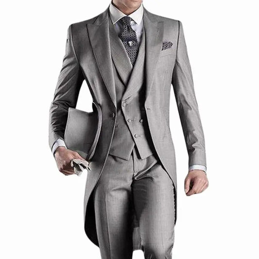Latest Formal Wedding Men Suits Long Blazer 3 Piece Groom Tuxedo Classic Prom Party Male Suit Fashion Set Jacket with Pants Vest