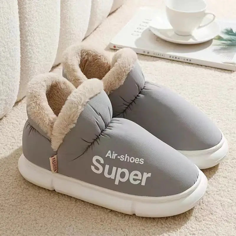 Winter Plush Men Cotton Shoes Warm Plush Men House Slippers Outdoor Soft Non Slip Women's Shoes Casual Furry Men Shoes