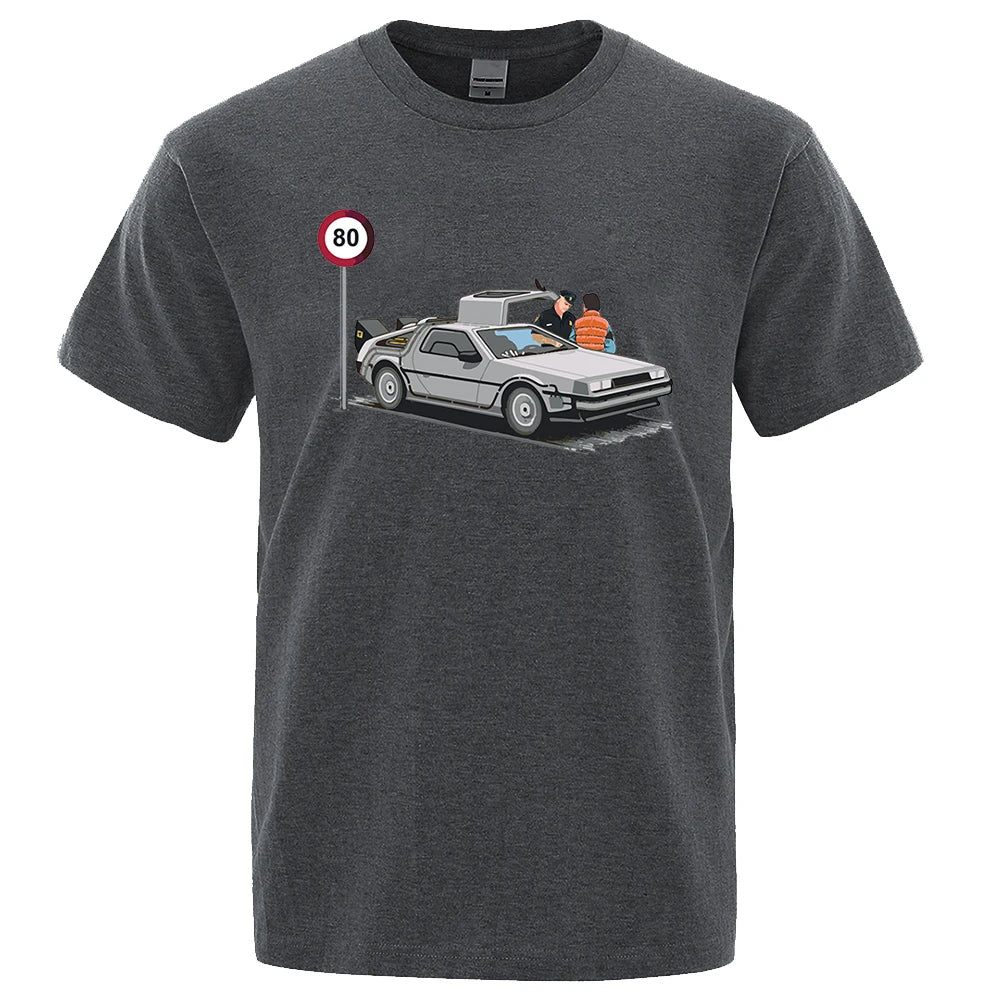 I Was Caught Speeding Funny Printed T-Shirts Men Fashion Casual Short Sleeves Loose Oversized T Shirt Breathable Cotton Tees