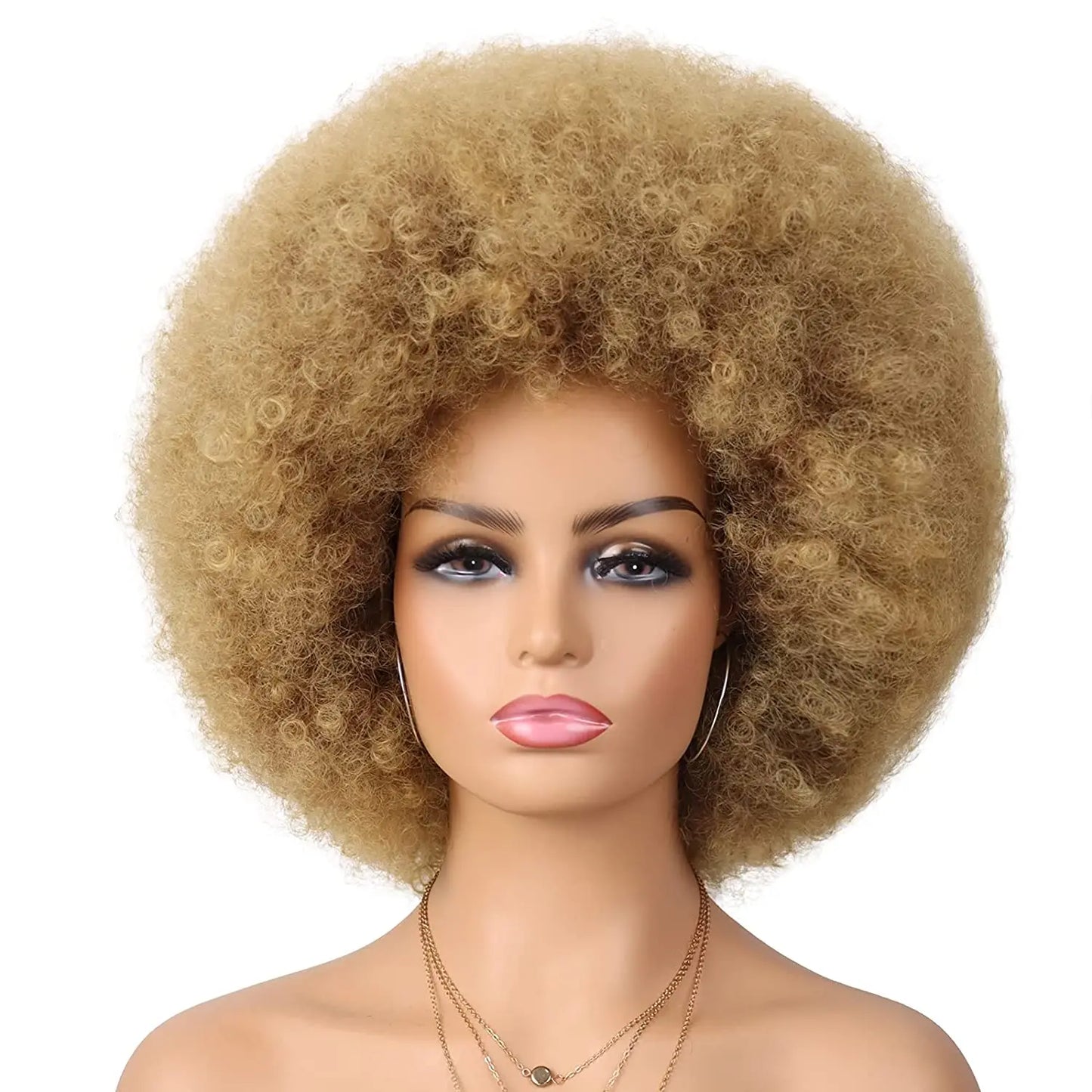 Synthetic 70s Afro Curly Wigs for Black Women Glueless Wear Soft Black Large Bouncy Natural Looking Full for Daily Party Use