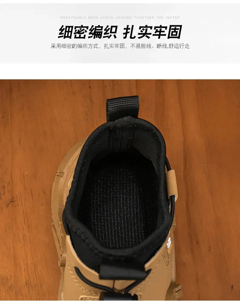 Men's Outdoor Short Boot Thick Soled High Top Casual Shoes Fashionable Trendy Shoes Male Sports Shoe Autumn Bare Boots 2024 New
