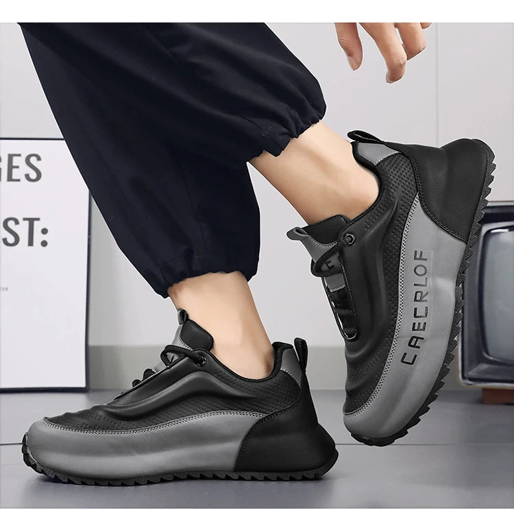 Men's Low-Top Fashionable Color-Blocked Casual Sneakers, with Comfortable Lining, Non-Slip and Wear-Resistant, Height-Increasing Thick Sole, Dual-Purpose Sports and Casual Shoes