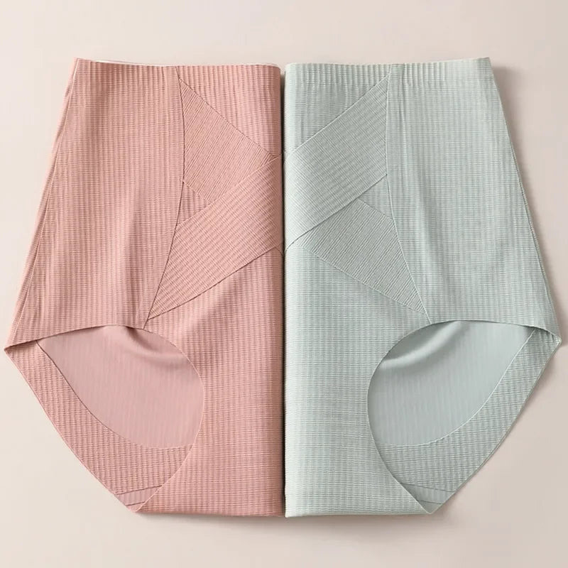 High Waisted Seamless Panties for Women Tummy Control Pure Cotton Non Roll Waistband Butt Lifting Shaping Underwear