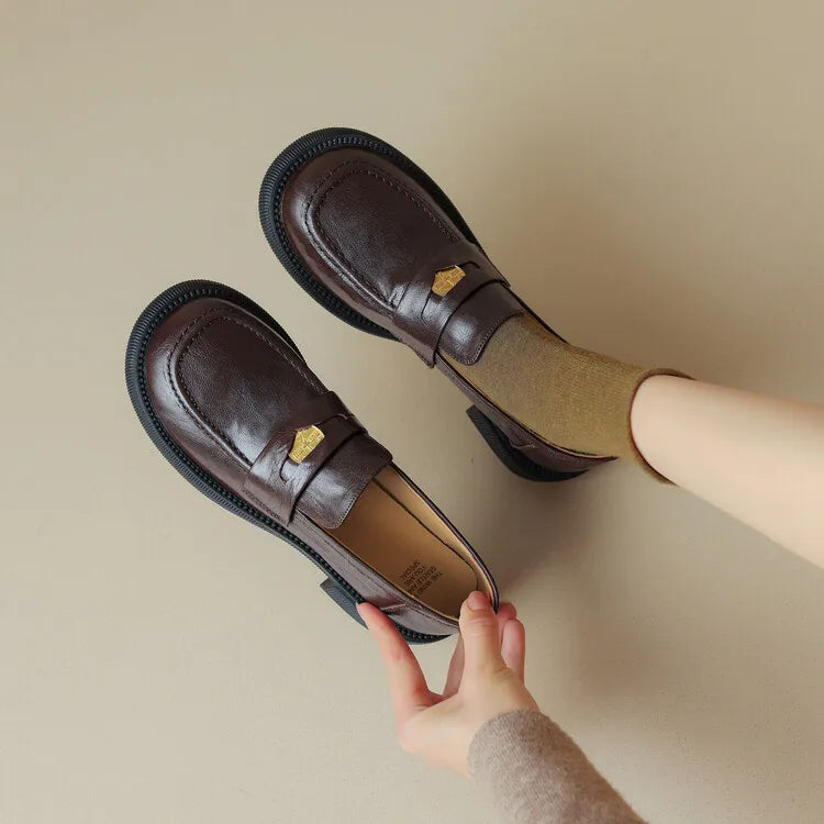 Loafer  Ladies' leather shoes  Flat heel  Genuine leather sheepskin Commuting shoes  commercial  Ladies' loafers  comfort