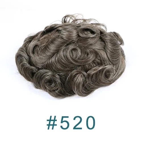 0.02mm Super Ultra Thin Skin 80% Density Natural Hairline Men Toupee Blonde Brown Grey Human Hair Undetected Capillary Prosthesi