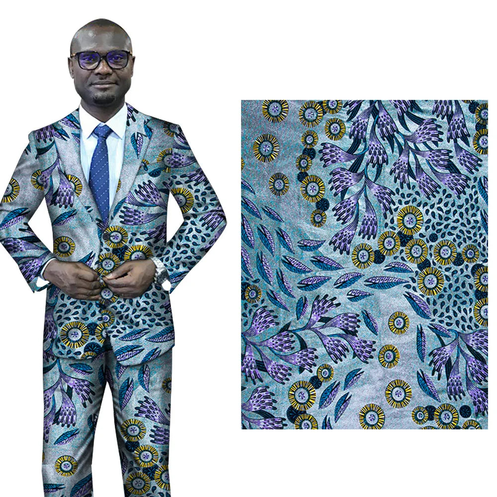 African Wax Print Fabric – 100% Cotton Ankara with Gold Foil Shimmer, 6 Yards/Roll, for Dresses, Headwraps & Fashion Garments