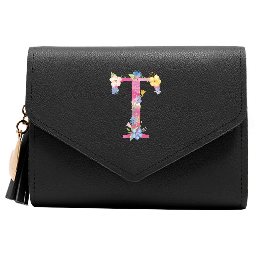 Purse Female Mini Wallet Cute Purse Pink Letter Pattern Slim Wallet RFID Blocking Credit Card Holder Coin Pocket ID Window