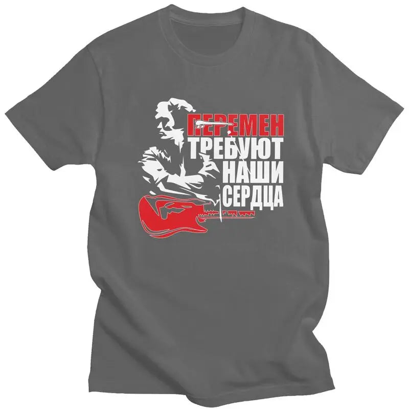 Custom Classic Viktor Tsoi Kino T Shirt Men Short Sleeve Cotton T-shirt Casual Russian Rock Band Legend Tees Streetwear Tshirt