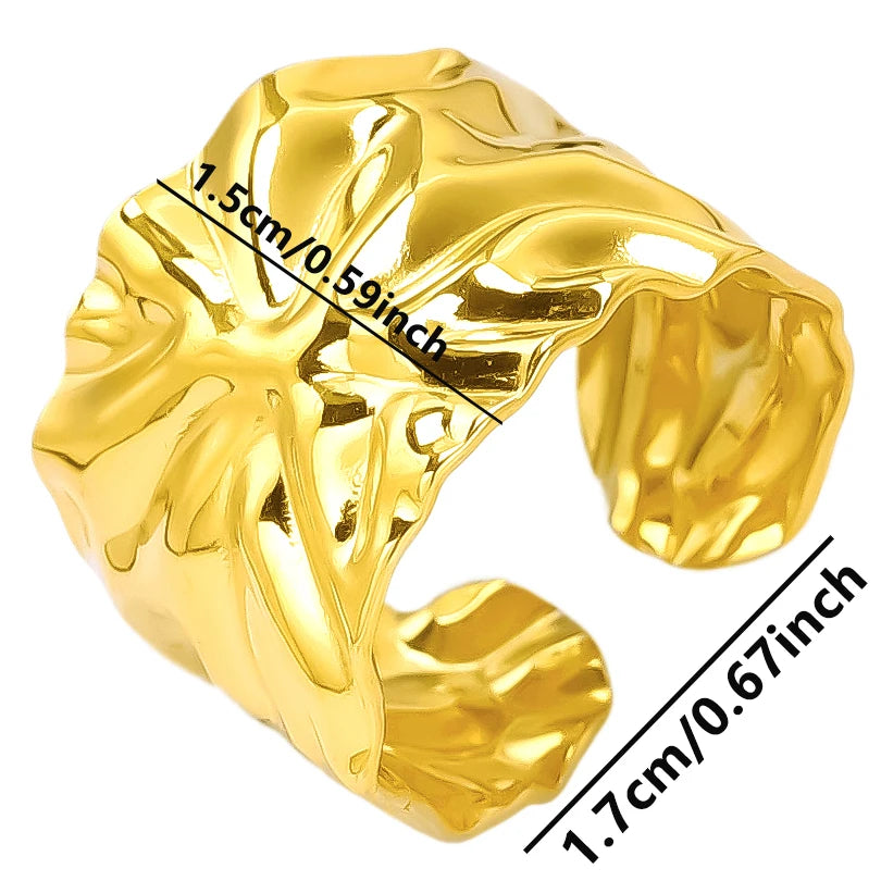 1/2/3pcs Mix Color Chunky Wide Ring Open Stainless Steel Rings For Women Men Accessories Irregular Surface Kpop Fashion Jewelry