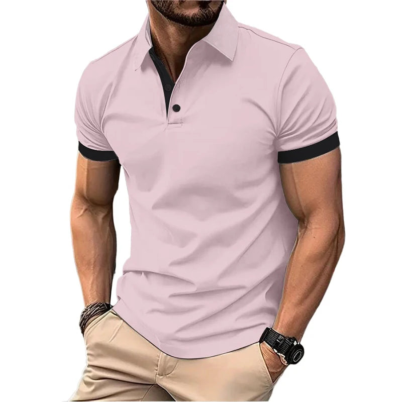 Summer Short Sleeve Polo Shirt Mens Large Stritching T Shirts Lapel Business Breathable Tee Shirt Lightweight Sweatwear