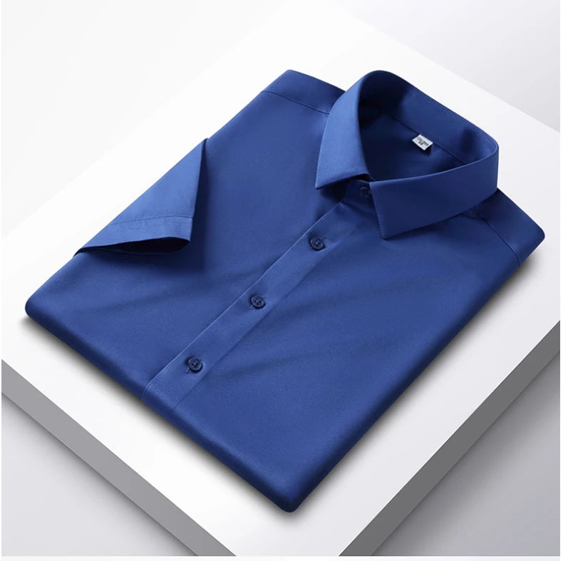 Men's 6XL Large High Quality Formal Shirts Short Sleeve Summer Clothing Non iron Business Casual ice Silk ice Feeling T-Shirts
