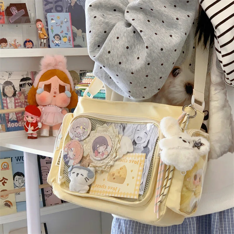 Trendy Transparent Simple Crossbody Bag for Girls Large Capacity School Shoulder Bag Comfortable and Versatile Texture Ita Bag