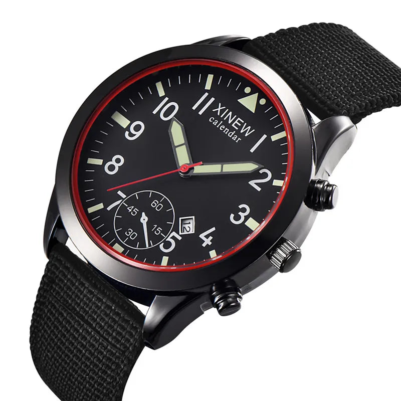 XINEW Cheap Brand Watches For Men Students Fashion Simple Leather Band Army Sports Date Quartz Watch Relogios Masculinos 2024