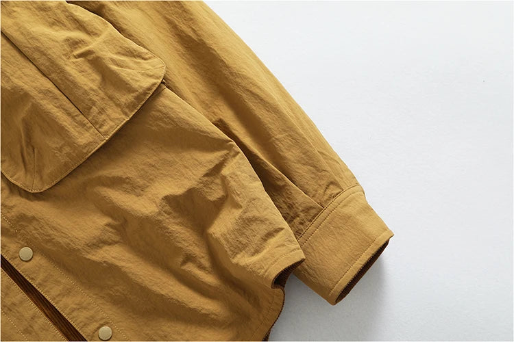 Reversible A+B fabric outdoor functional cargo jacket men's loose pocket lapel retro American casual jacket