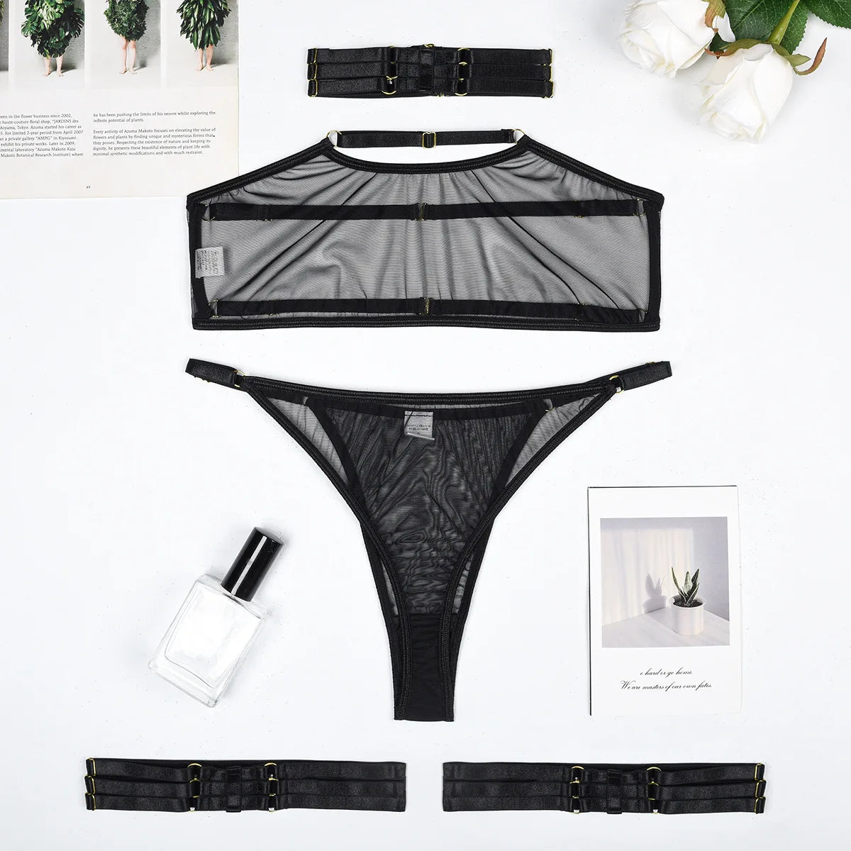 New Style 3-Piece Cut Out Bow Lingerie Set Satin Cute Erotic Set Solid Brief Underwear Set NightwearPron Sexy Lingerie Underwear