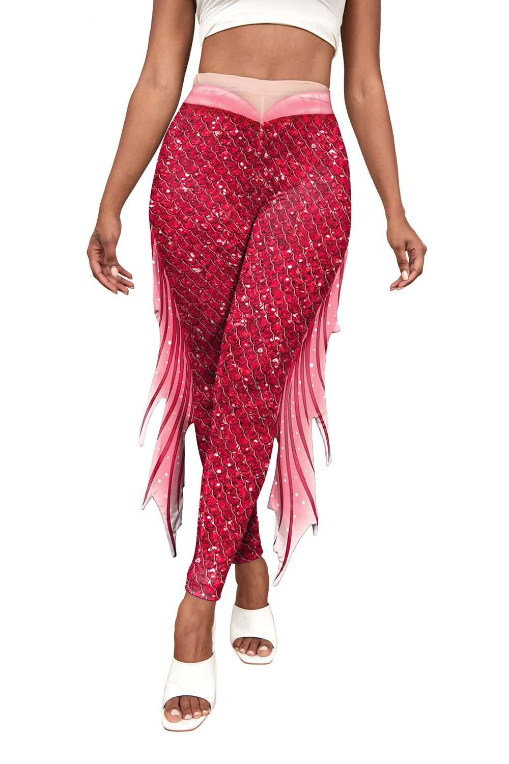 Mermaid Print Women's Pants Colour Fish Scales Yoga Leggings 3D Printed Women's Bottoms Fashion Women Trousers Workout Fitness
