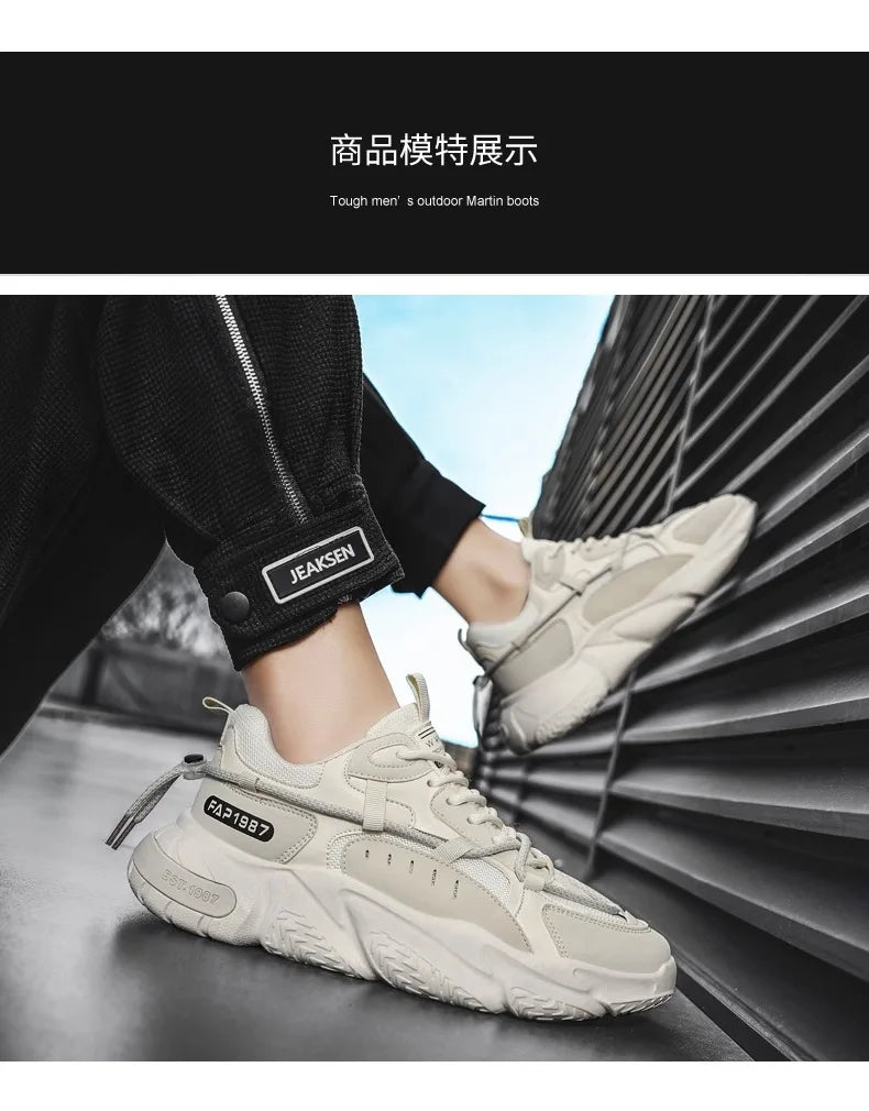 New Summer Mens Sports Running Shoes Casual Versatility Breathable Heightened Sneakers Comfortable Lace-up Shoes Tenis Masculino