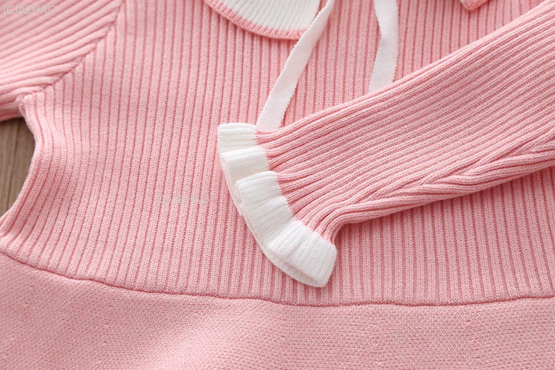 Girls Knit Dress A Line Party Gown Baby Toddler Costume Kids Fashion Spring Autumn Clothing Children Casual Daily Wear Outfit