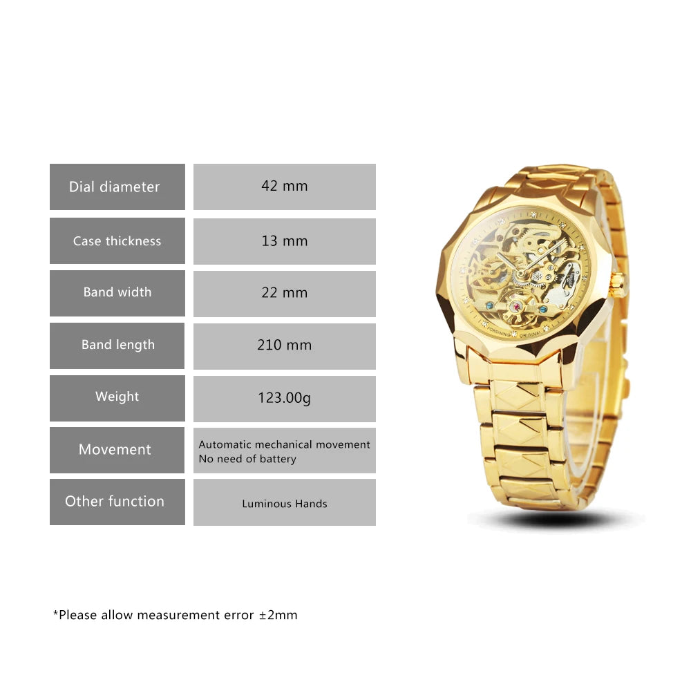 Forsining Fashion Tourbillon Skeleton Automatic Mechanical Watch for Men Luminous Hands Iced Out Watches Stainless Steel Strap