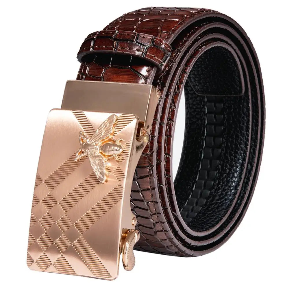 High Quality Mens Belts Black Brown Blue White Green Leather Straps Casual Gold Automatic Buckles Waistband Belt for Men Wedding BAZAARHUBO