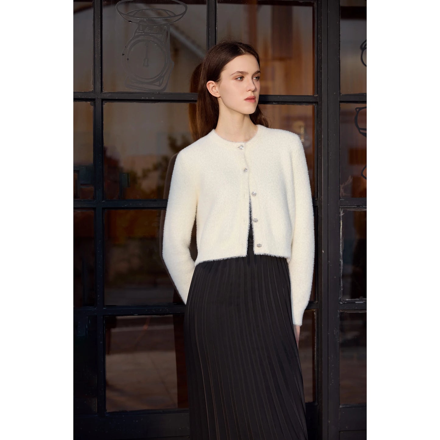 AP Women 2026 Autumn and Winter Mohair Cardigan Lady Customized Tops All-match Cardigan Knitting
