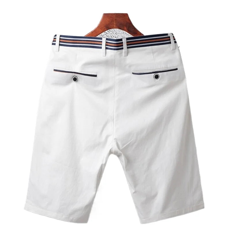 Mens Summer Casual Shorts Solid Color Business Casual Elastic Five Quarter Pants Cotton Breathable Workwear Shorts Men Clothing