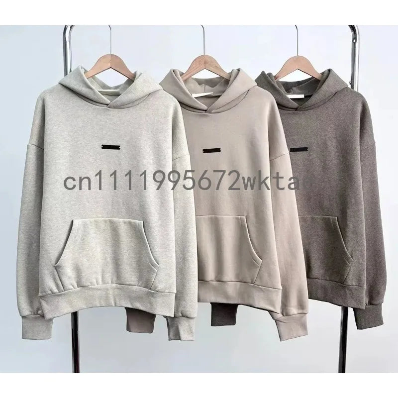 Season 9 Men's Oversized Hoodies Two-pieces Sets Brand Design Metallic Texture Silicone Letter Hoodie Couple Sports Tracksuits