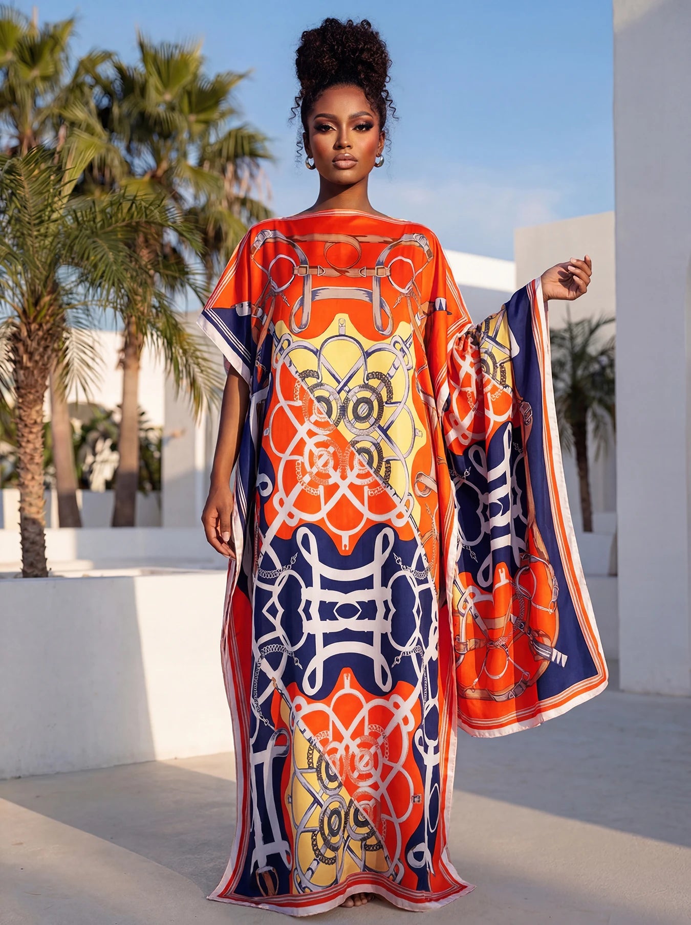 Summer New Fashion African Dresses For Women Elegant Printed Silk Muslim Lady Long Hijab Kaftan Dress Oversize Kuwait Abaya