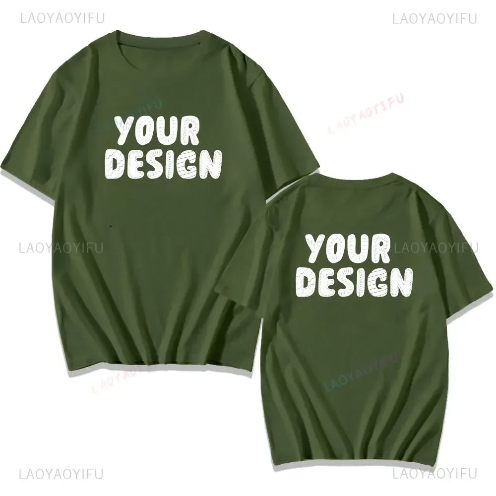 2025 Customized Printed Cotton Black White T Shirt Harajuku Men Women Tee DIY Your Like Photo  Tshirt Fashion Custom Tops