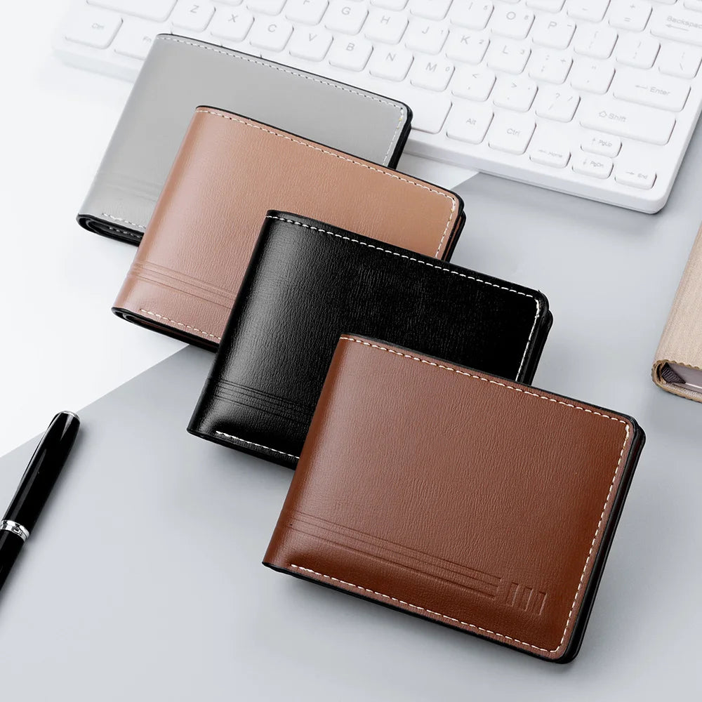 Men's Business Retro Short Wallet PU Leather Zipper Coin Purse Multi-Slot Multi-Functional Men's Wallet