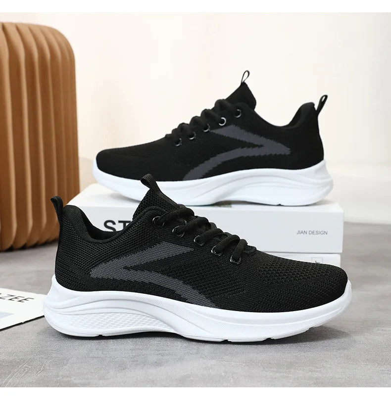 Women Casual Sport Shoes Breathable Lightweight Sneakers Outdoor Mesh Black Running Shoes Athletic Jogging Tenis Walking Shoes
