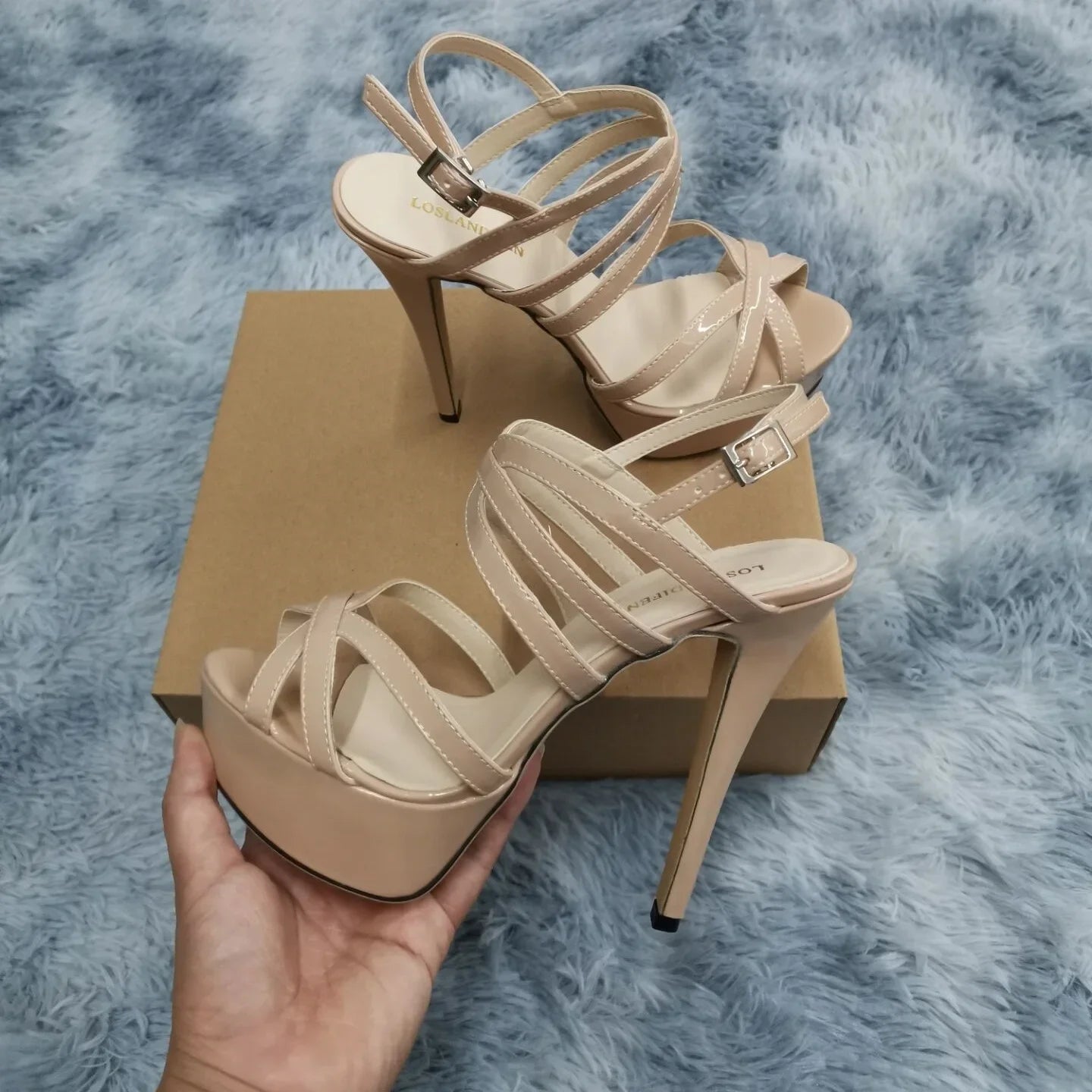 Women Sandals Sexy Pumps Nightclub Ultra Fashion 14cm Super High Heels Platform Ankle Strap Sandals Bride Shoes Large Size 44