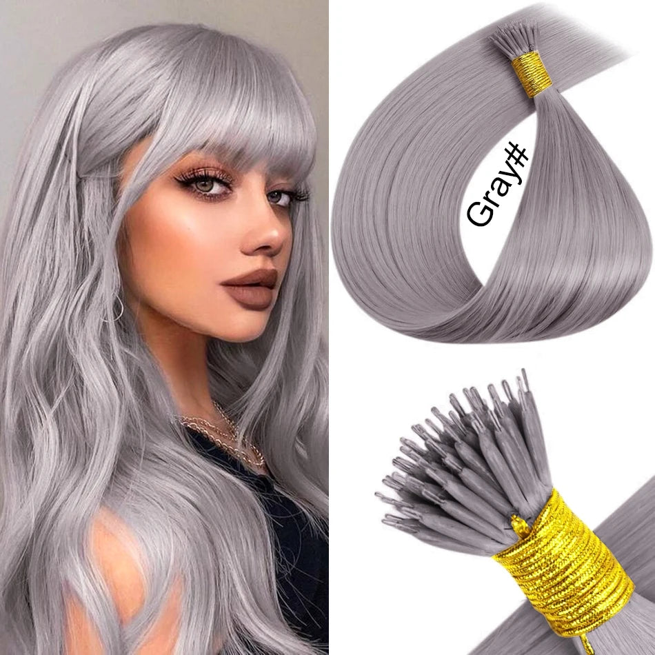nano rings hair extension real human hair Invisible Mini Silicone Beads Black Brown Blonde Microlink 100% human Hair Extensions