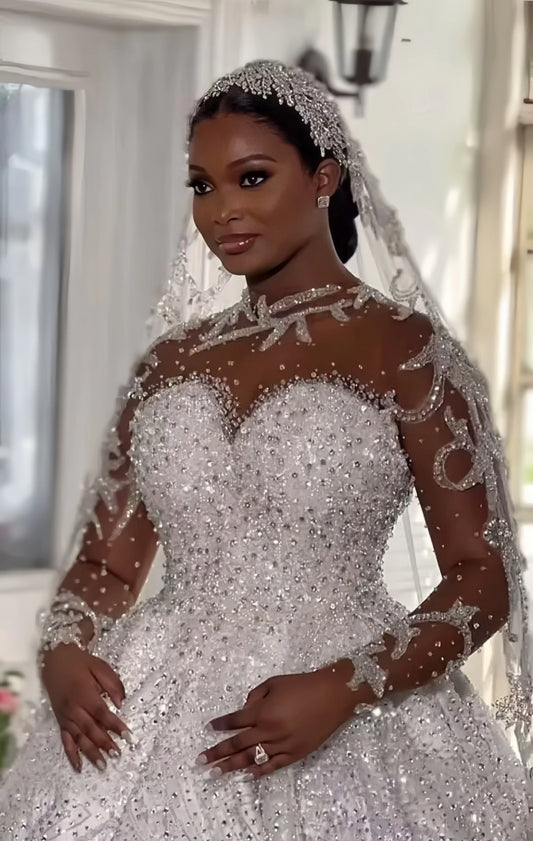 Customized African Ball Gown Luxury High Quality Wedding Dresses Long Sleeve Bride's Gowns Bridal Bride Gown Vestidos De Novia